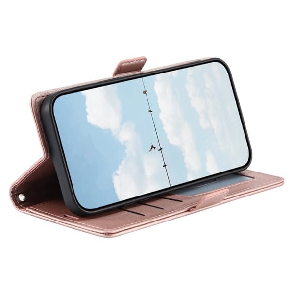 Samsung Galaxy S26/S26 Pro Plånboksfodral Konstläder Rhombus - Roséguld
