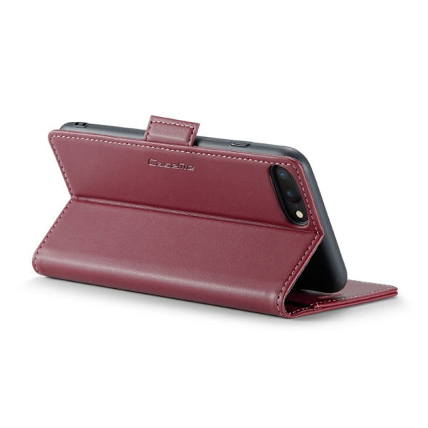 CASEME Plånboksfodral Konstläder för iPhone 6 Plus/6s Plus/7 Plus/8 Plus Röd