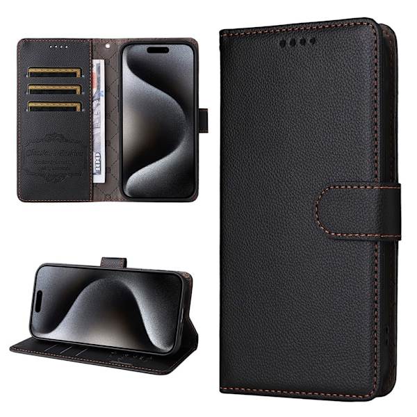 iPhone 17 Pro Max Plånboksfodral RFID Blocking med Handledsrem Svart