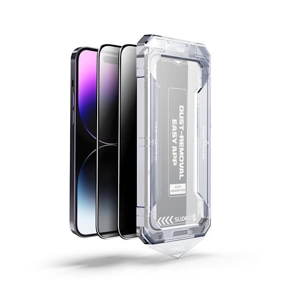 LIVSTIDSGARANTI - BOOM iPhone 14 Pro Privacy Härdat Glas Skärmskydd 2st Svart