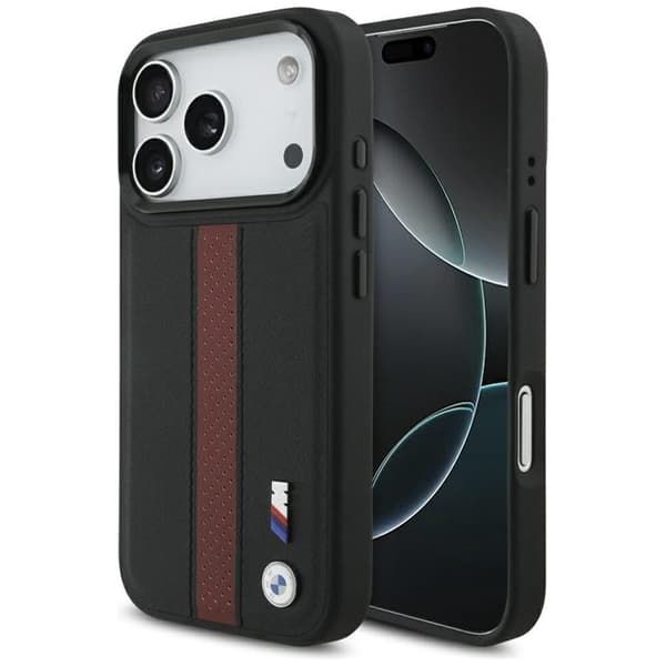 BMW telefontaske til iPhone 17 Pro MagSafe M perforeret stribe logo - rød Röd