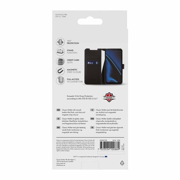 X2O Classic Wallet Plånboksfodral Samsung Galaxy Xcover7 Pro Svart
