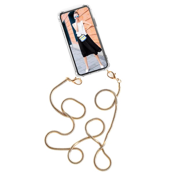 Boom iPhone 13 Mini cover med mobilhalskæde - Chain Golden