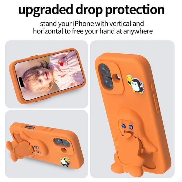 Penguin Mobilskal till iPhone 17 Kickstand Stöttålig EVA - Orange