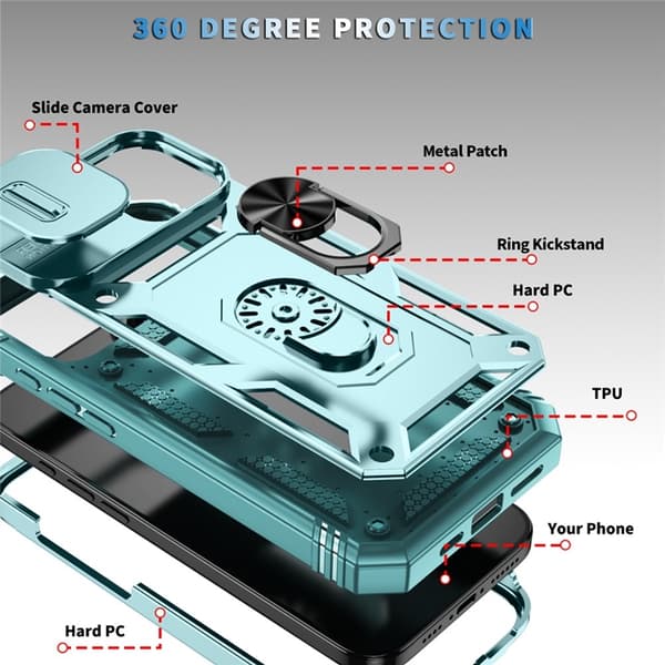 Mobilskal till iPhone 17 Slide Camshield Kickstand - Grön Grön