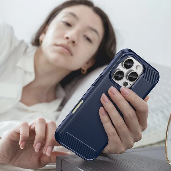 Mobilskal till iPhone 16 Pro Silikon Carbon - Blå Blå