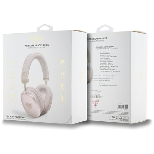Guess Over-Ear-hovedtelefoner Bluetooth 5.3 4G trekantlogo Rosa