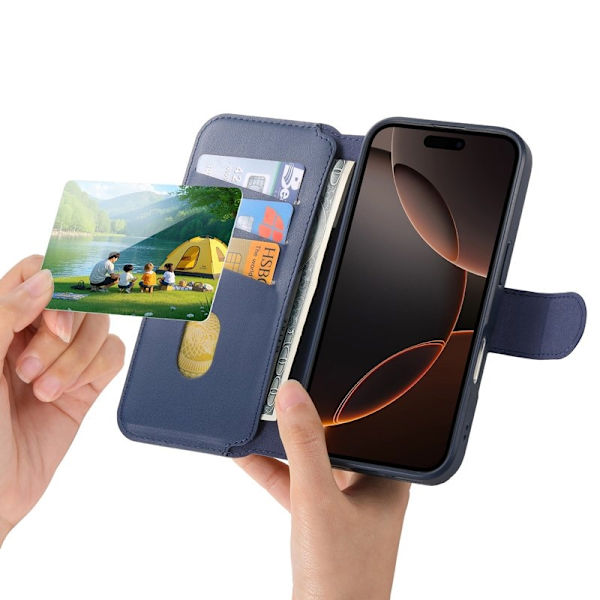CASENEO iPhone 16 Pro Plånboksfodral Konstläder - Blå
