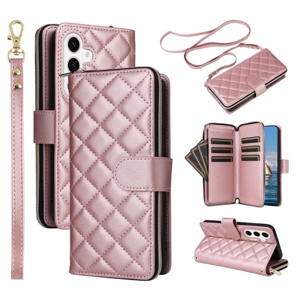 Plånboksfodral för Samsung Galaxy S26 Dragkedja Konstläder - Roséguld