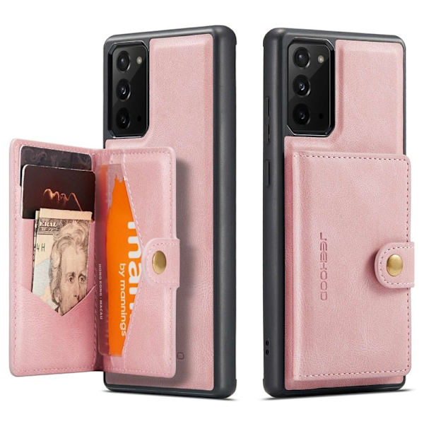 JEEHOOD Galaxy Note20 Plånboksfodral Detachable Konstläder TPU Roséguld