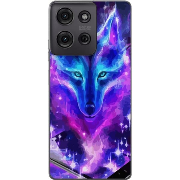 Telefontaske til Motorola Moto G75 med Neon Wolf
