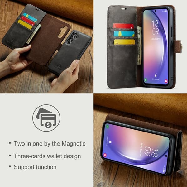 DG.MING Samsung Galaxy A54 5G Äkta Läder Plånboksfodral Ställ Magnetisk Grå