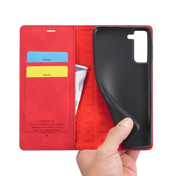 LC.IMEEKE Plånboksfodral Samsung Galaxy S22+ 5G - Röd Konstläder