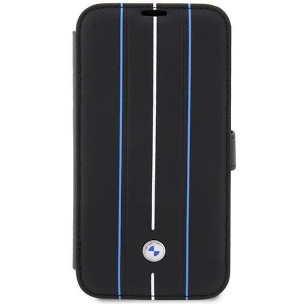 BMW iPhone 14 Pro Lompakkokotelo Nahka Stramp Lines - Sininen Blå