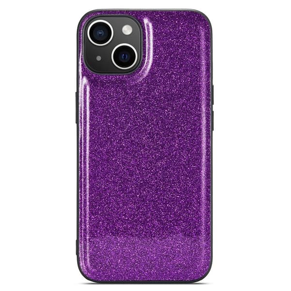 DG.MING Mobilskal till iPhone 15 Drop Protection Glitter Läder TPU - Lila
