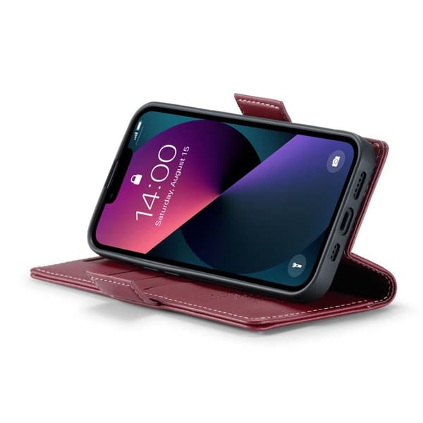 CASEME Plånboksfodral Konstläder för iPhone 14 RFID-Skydd Röd