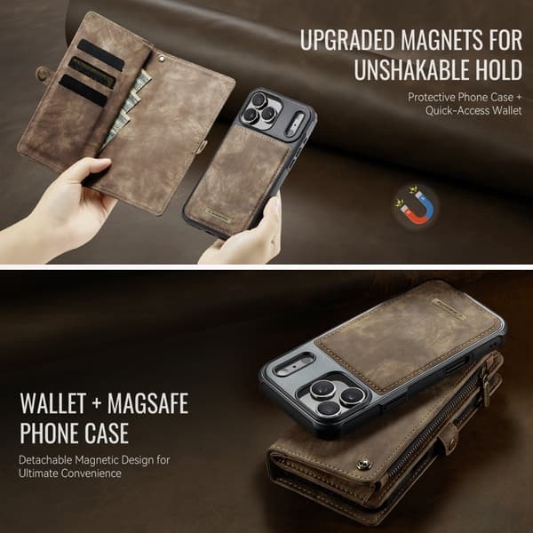 CASEME 008 Mobilskal till iPhone 17 Pro Max Konstläder med Rem - Brun