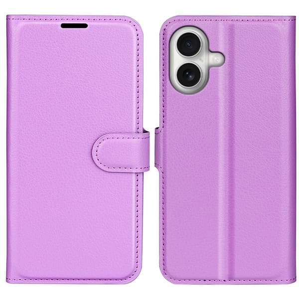 iPhone 17 Plånboksfodral Litchi Texture läder - Lila Lila