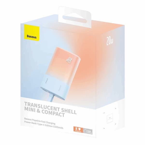 Baseus Powerbank 5200mAh Popsicle 20W - Blå/Orange Orange