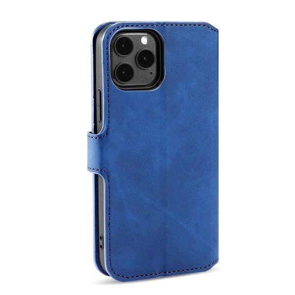 DG.MING Retro Konstläder Folio Plånboksfodral för iPhone 13 mini - Blå