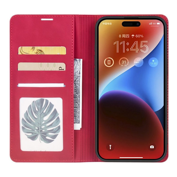 FORWENW iPhone 17 Plånboksfodral Konstläder - Röd