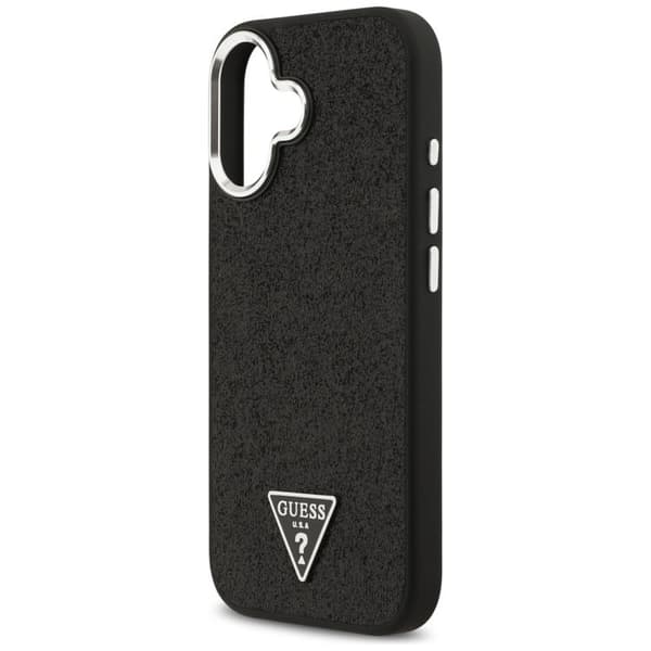 Guess Telefontaske til iPhone 17 MagSafe Glitter Triangle Logo - Sort Svart