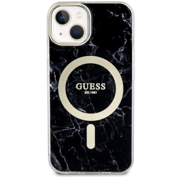 Guess iPhone 14 Plus Mobilskal MagSafe Marble - Svart