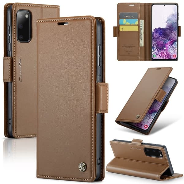 CASEME Plånboksfodral Konstläder för Samsung Galaxy S20 4G/5G - Brun