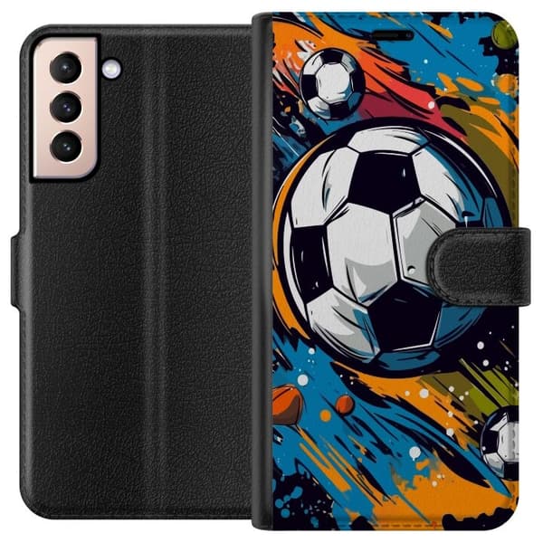 Plånboksfodral till Samsung Galaxy S21 med Fotbollar