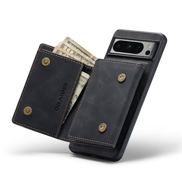 DG.MING Google Pixel 8 Pro Konstläder Plånboksfodral Magnetisk Svart