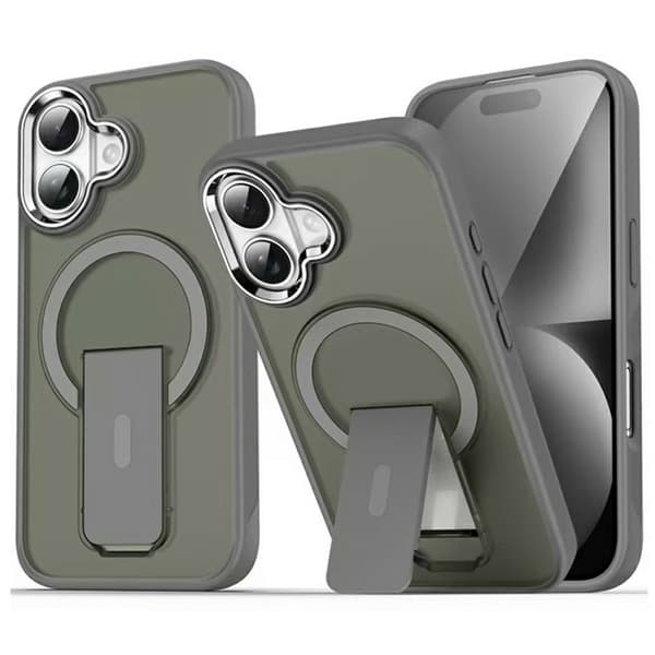 Mobilskal till iPhone 17 MagSafe PC+TPU med Kickstand - Titangrå Grå