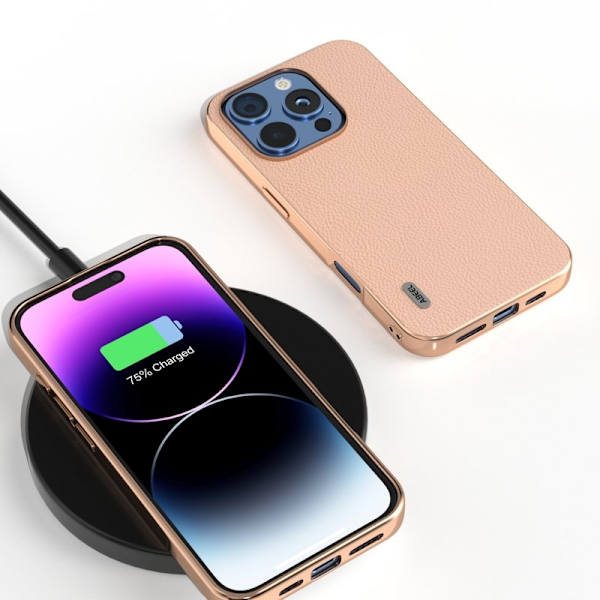 ABEEL iPhone 16 Pro Plånboksfodral Äkta Läder Rosa