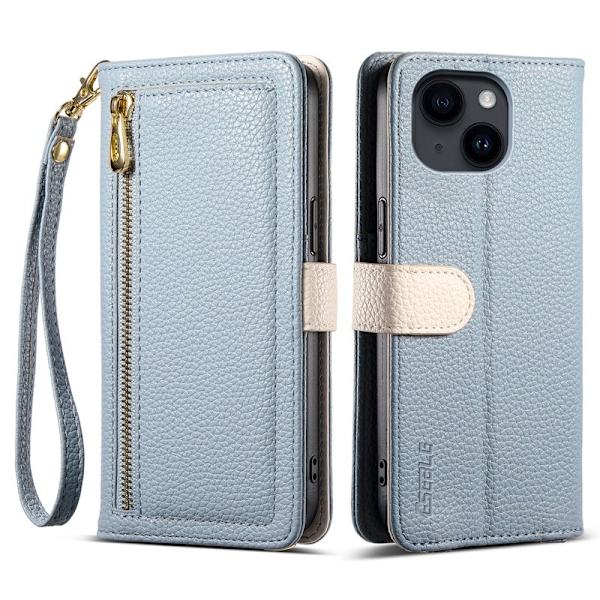 ESEBLE E11 för iPhone 14 / 13 Plånboksfodral Konstläder - Blå