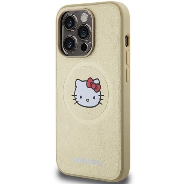 Hello Kitty iPhone 13 Pro Max Mobilskal Magsafe Läder Kitty Head - Guld