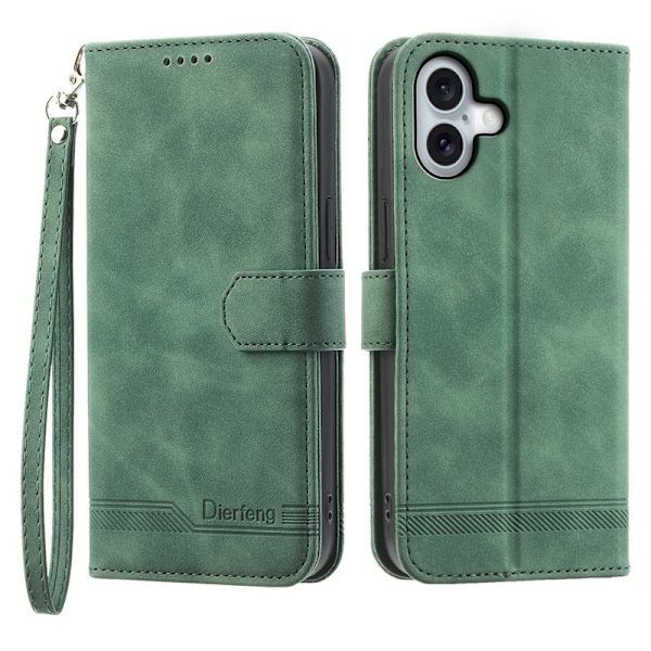 DIERFENG DF-03 iPhone 16 Plus Plånboksfodral Konstläder - Grön