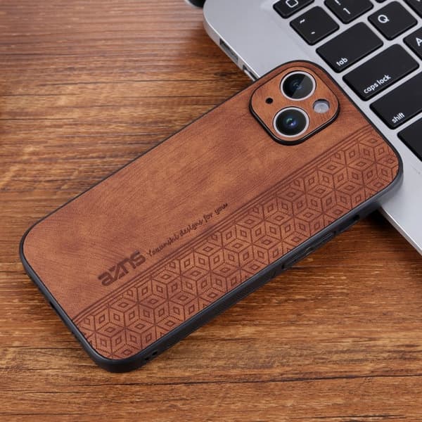 AZNS Mobilskal till iPhone 15 Plus Anti-Scratch PU Läder - Brun