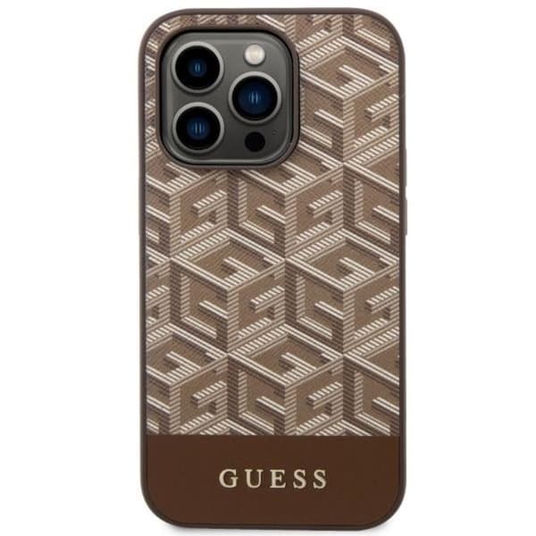 Guess iPhone 14 Pro Max Mobilskal MagSafe GCube Stripes - Brun Brun