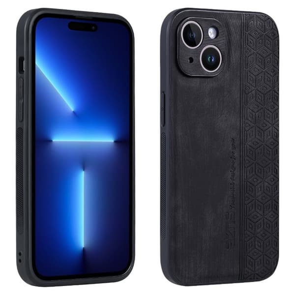 AZNS Mobilskal till iPhone 15 Plus Anti-Scratch PU Läder - Svart