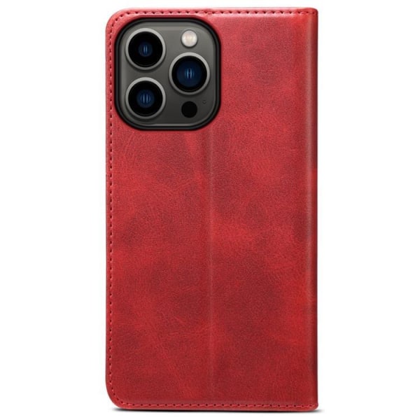 SUTENI iPhone 14 Pro Max -lompakkokotelo kuvioitu pinta - punainen