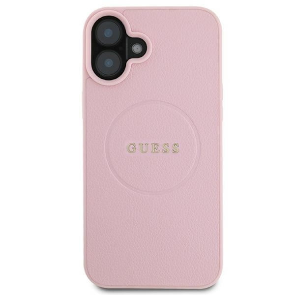 Guess Mobilskal till iPhone 16 Plus Magsafe Grained Ring - Rosa Rosa