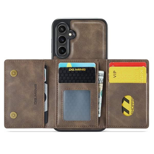 DG.MING M5 Series Plånboksfodral för Samsung Galaxy S25+ Konstläder Brun