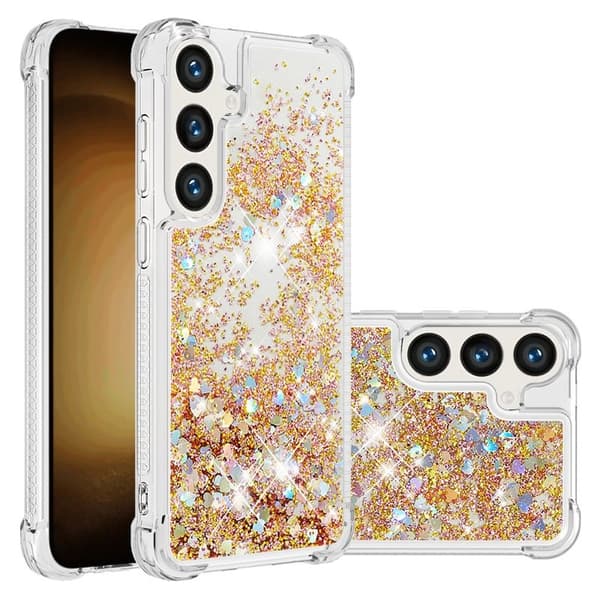 Mobilskal till Samsung Galaxy S26 Pro TPU Glittrande Stötsäker - Guld / Hjärtar
