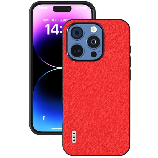 ABEEL Mobilskal till iPhone 16 Pro Max Äkta Läder Hybrid Röd