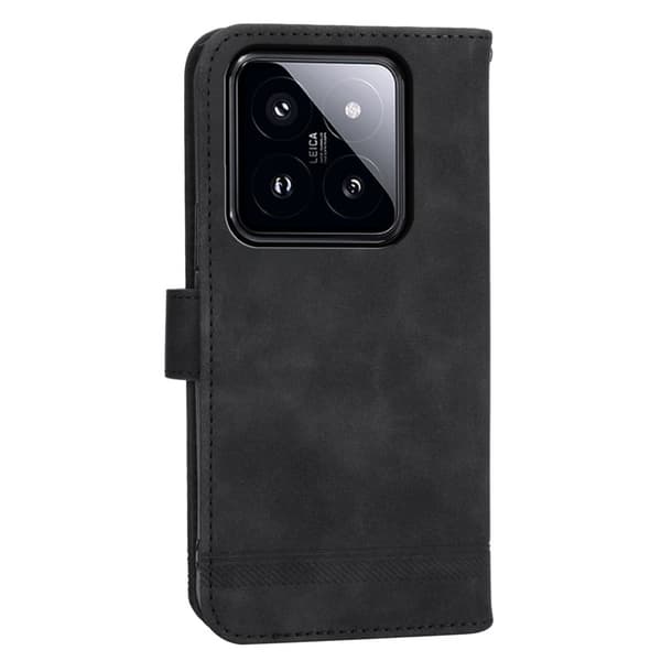 DIERFENG DF-03 Plånboksfodral för Xiaomi 14 Pro Konstläder- Svart