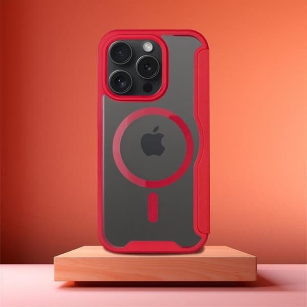 iPhone 15 Pro Max Pung Taske Magsafe Smart - Rød Röd