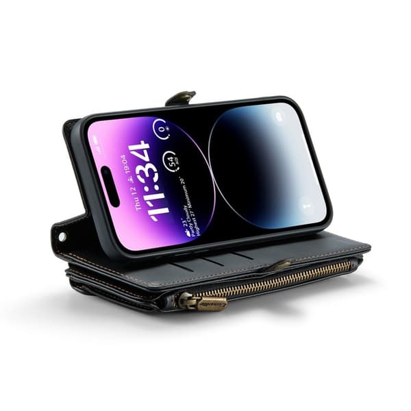 CASEME Plånboksfodral Konstläder för iPhone 14 Pro Max - Svart