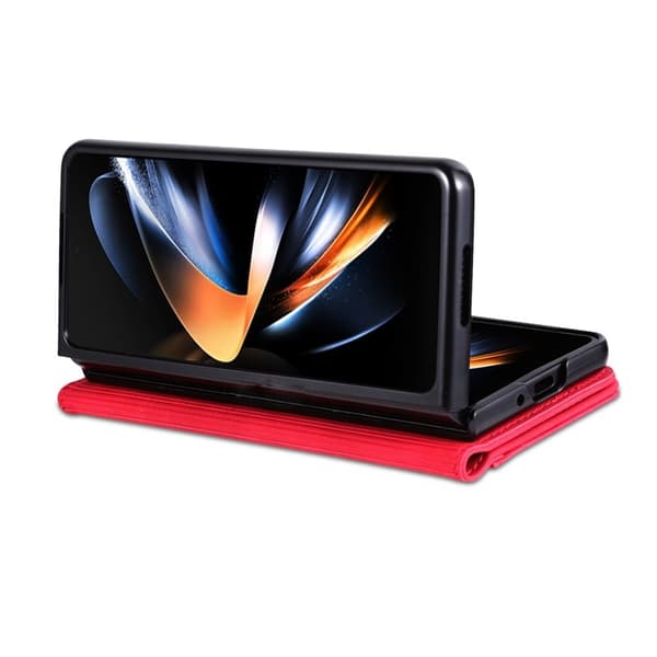 AZNS Samsung Galaxy Z Fold6 Plånboksfodral Konstläder - Röd