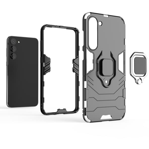 Galaxy S23 Plus Mobilcover Ring Armor Magnetisk Holder - Sort Black