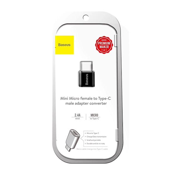 Baseus Mini Micro-USB till USB-C Adapter - Svart Svart