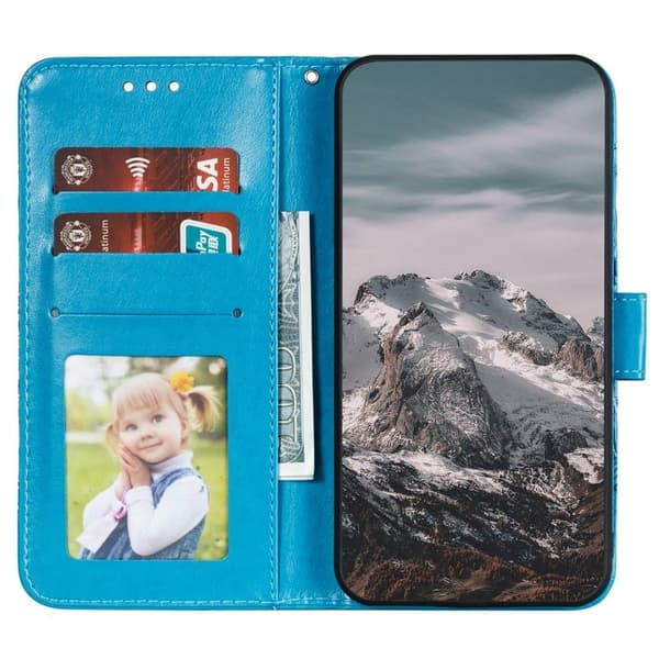 Samsung Galaxy S26 Plånboksfodral Konstläder Mandala Tryck - Blå